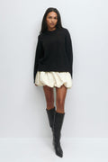Satin balloon mini skirt - Noir