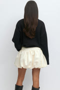 Satin balloon mini skirt - Creme
