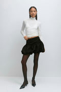 Satin balloon mini skirt - Noir