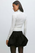 Satin balloon mini skirt - Noir