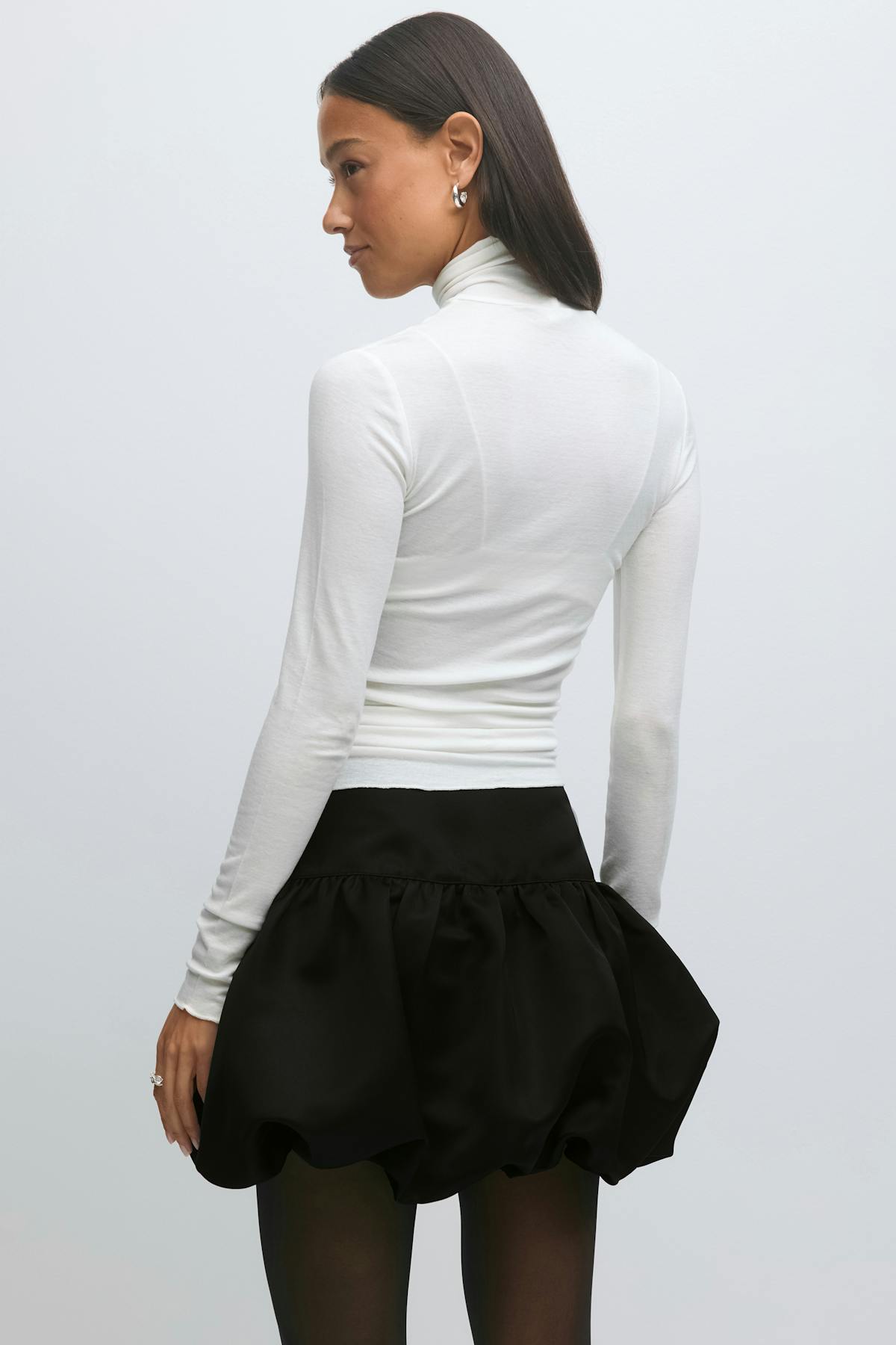 Satin balloon mini skirt - Noir