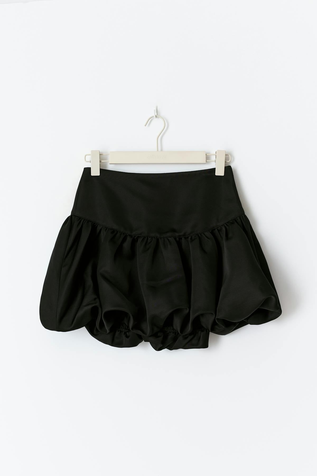 Satin balloon mini skirt - Noir