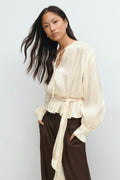 Tie front blouse - Creme
