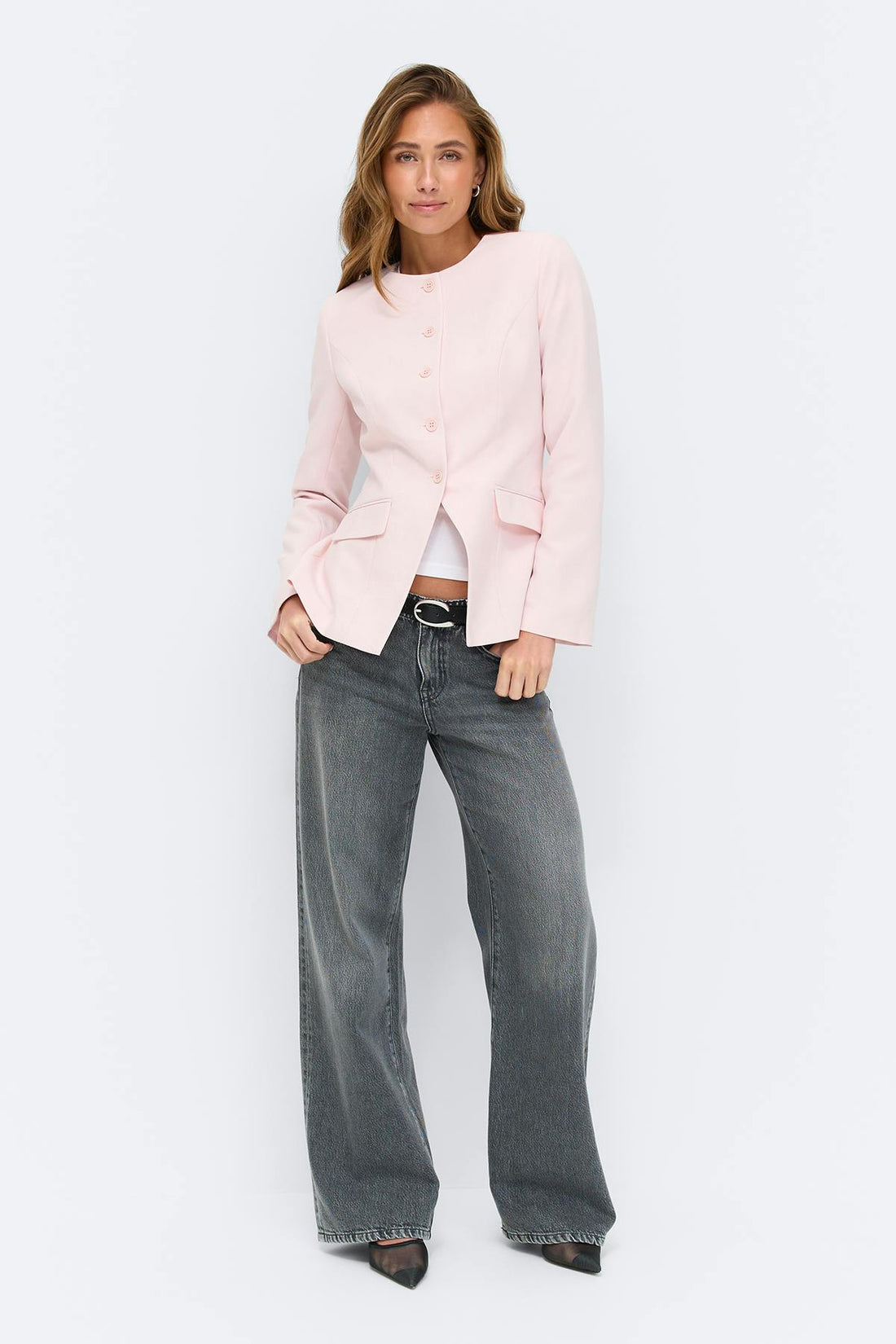High neck shaped blazer - Rose