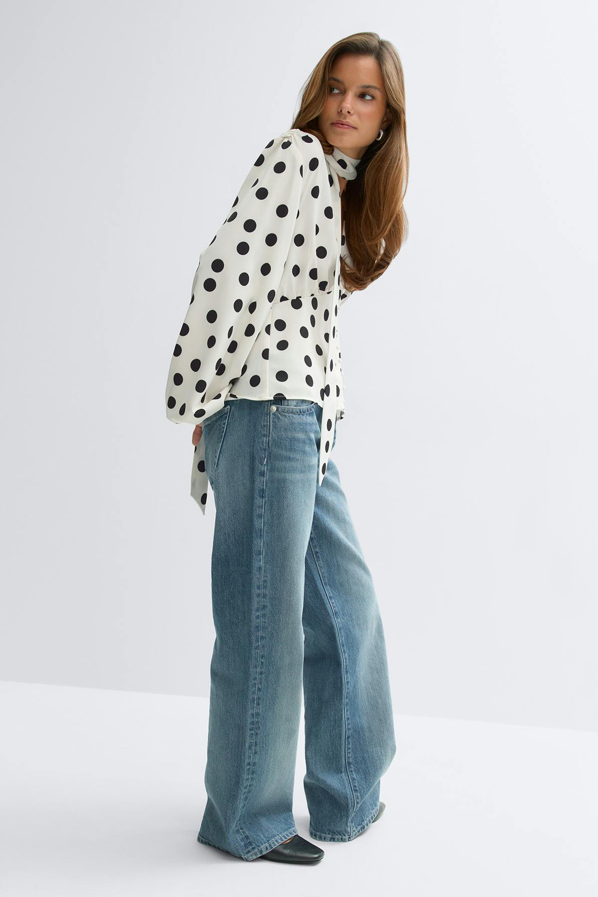 Scarf top - Offwhite dot