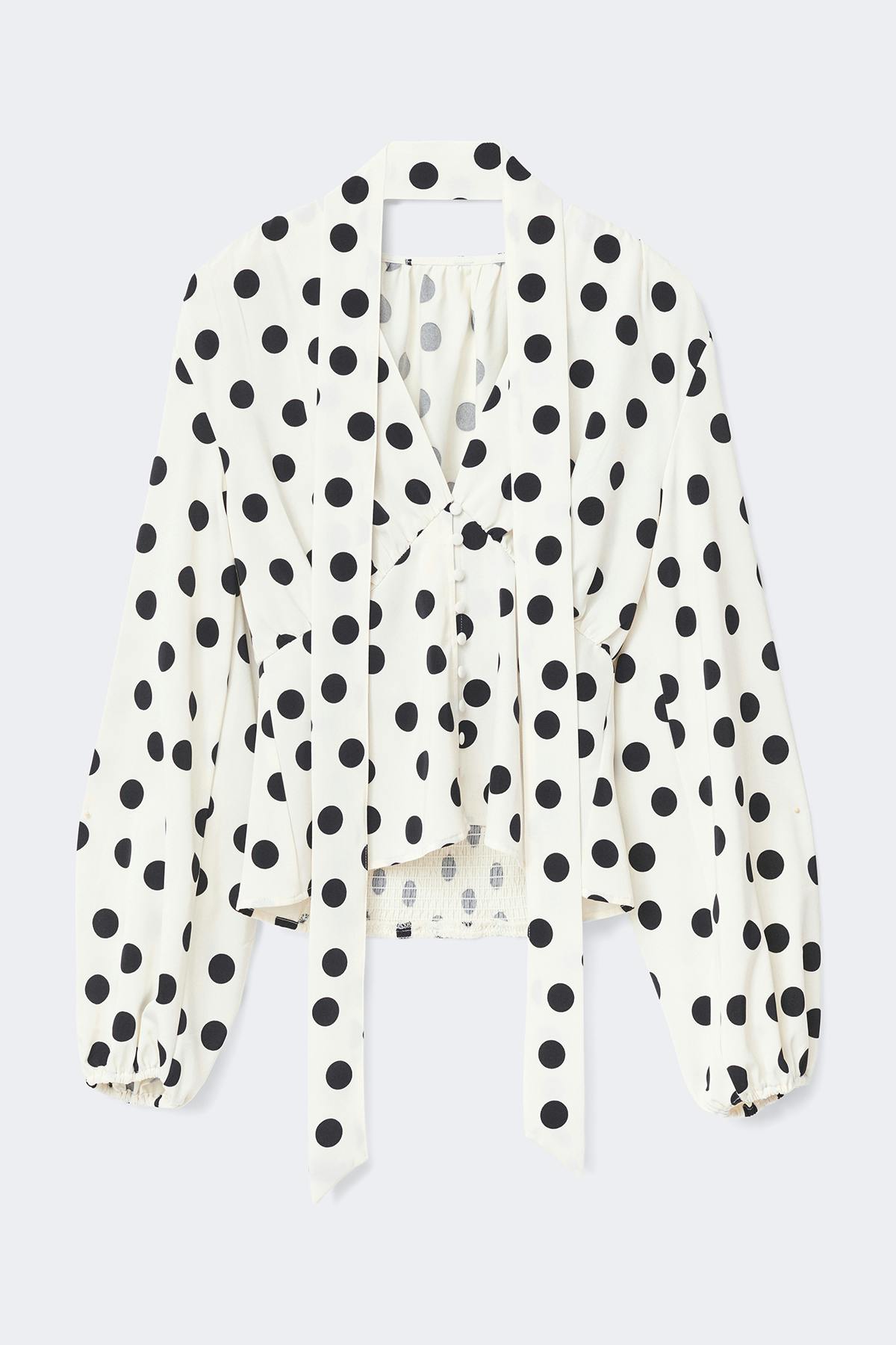 Scarf top - Offwhite dot