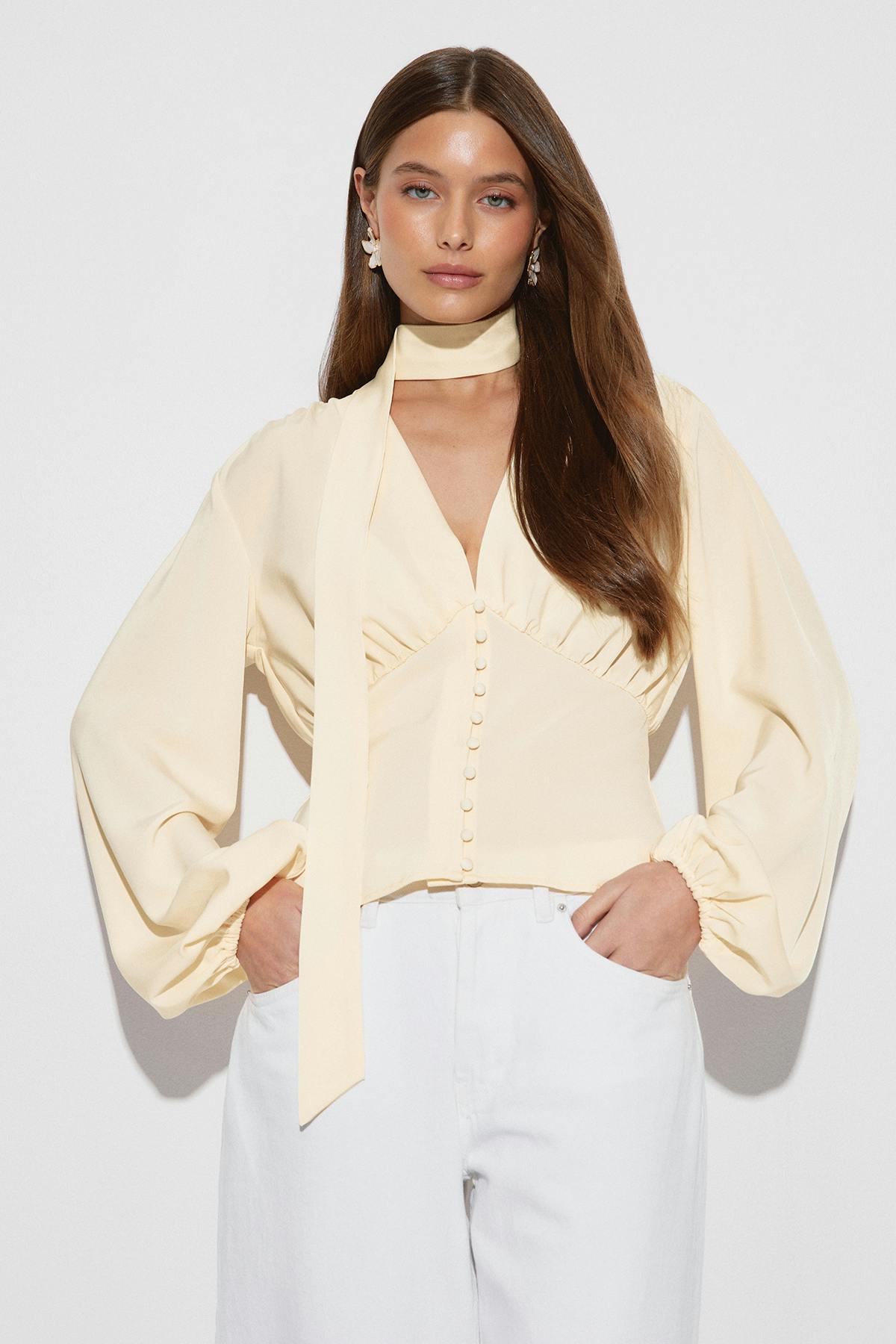 Scarf top - Offwhite dot