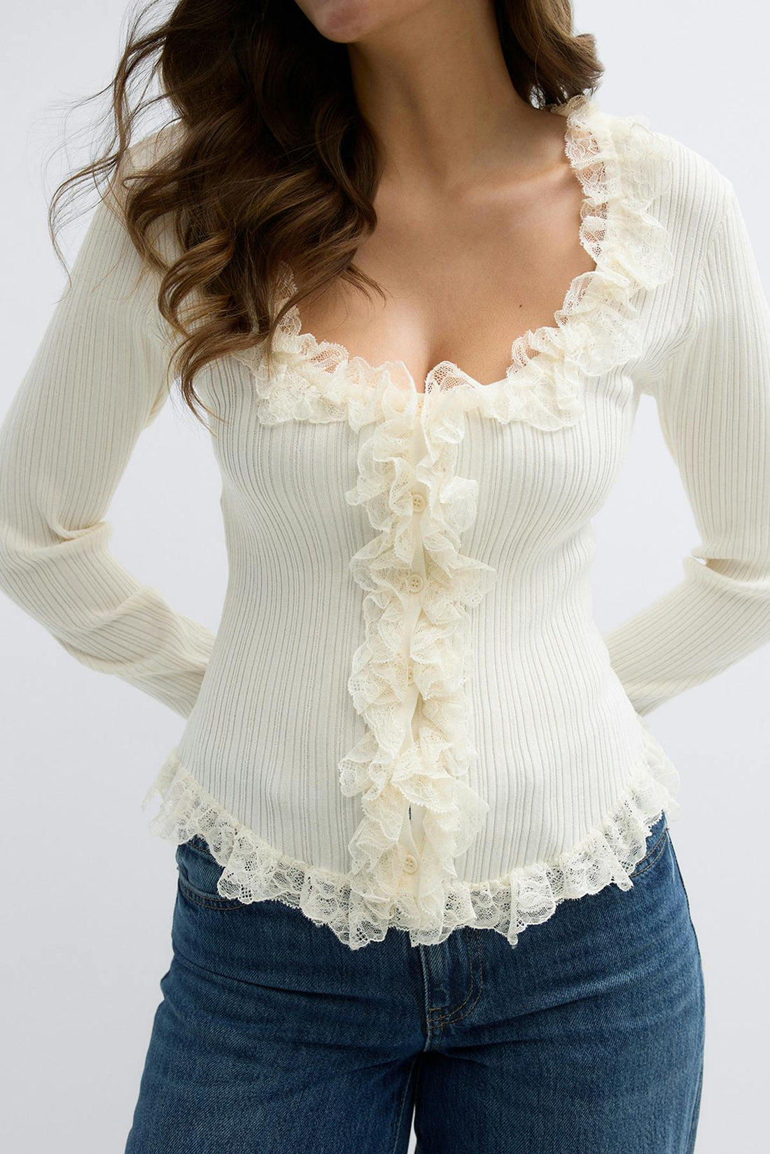Knitted lace cardigan - Ecru