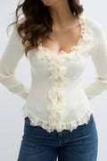Knitted lace cardigan - Ecru