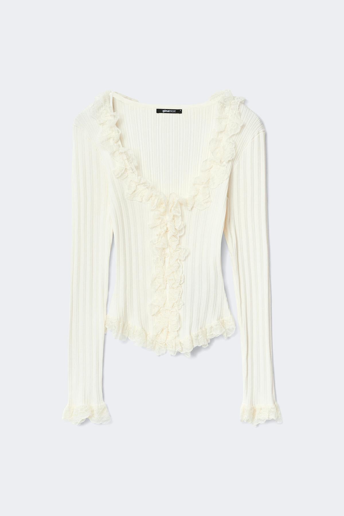 Knitted lace cardigan - Ecru