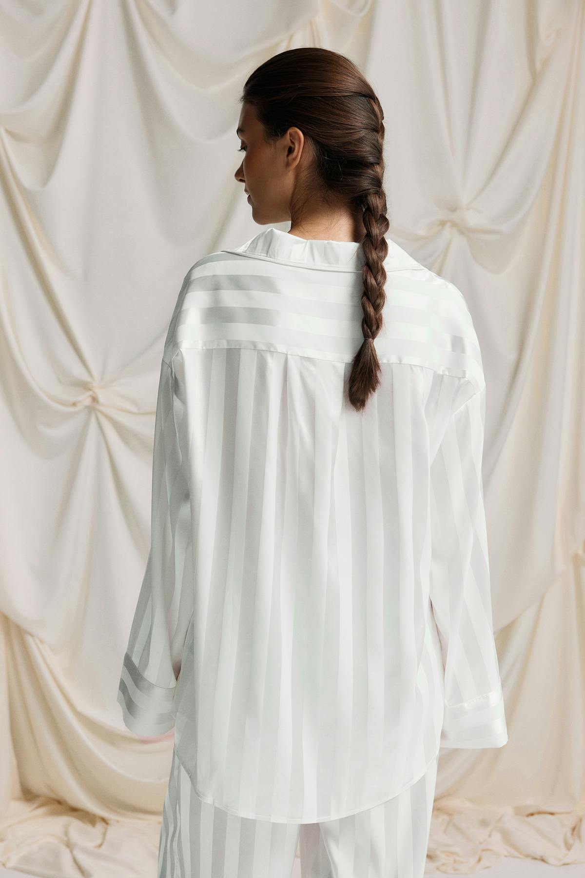 Satin striped shirt - Creme