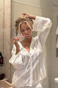 Satin striped shirt - Creme
