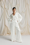 Satin striped trousers - Creme