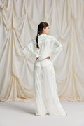 Satin striped trousers - Creme