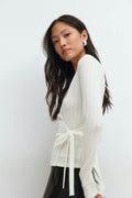Pointelle wrap top - Almond oil