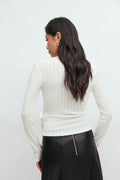 Pointelle wrap top - Blanc cassé