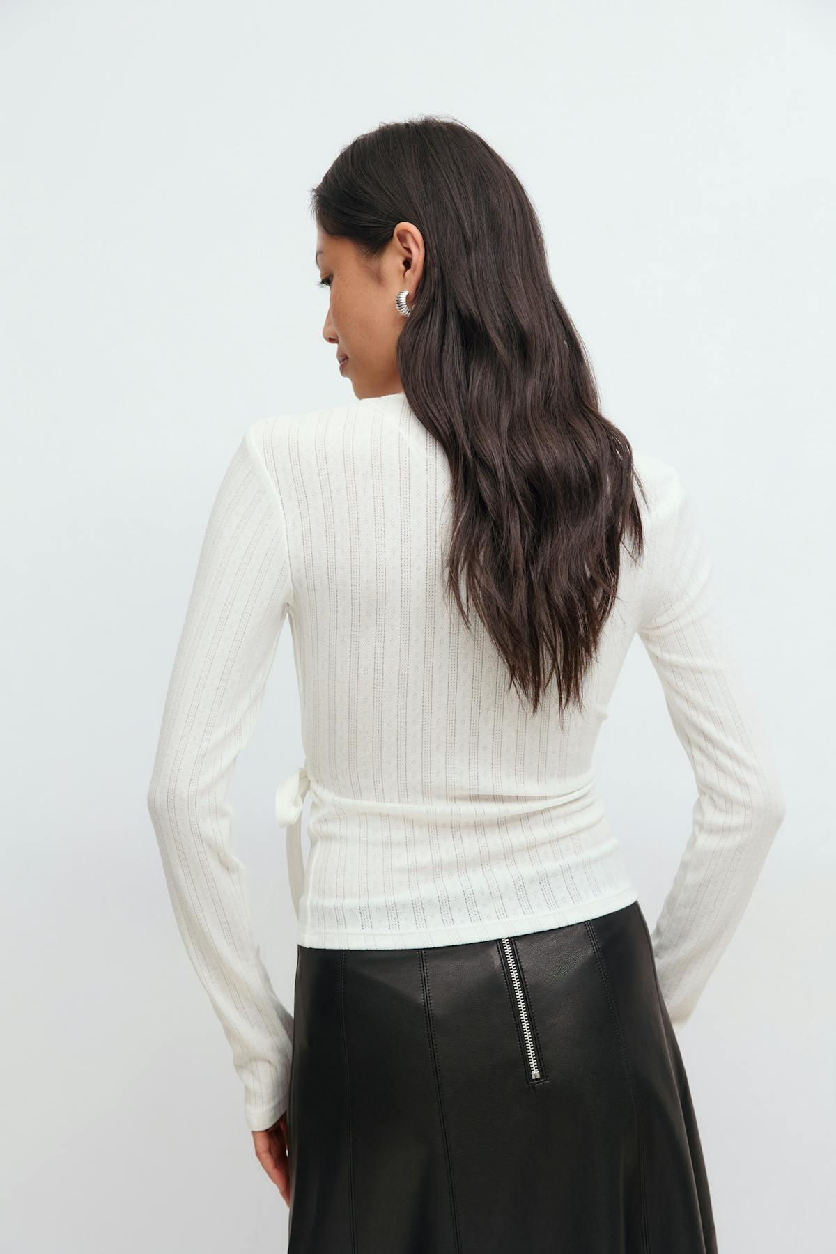 Pointelle wrap top - Blanc cassé