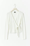 Pointelle wrap top - Blanc cassé