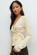 Pointelle wrap top - Ballet slipper