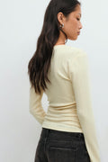 Pointelle wrap top - Almond oil