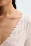 Pointelle wrap top - Ballet slipper