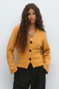 Shaped knitted cardigan - Grey melange