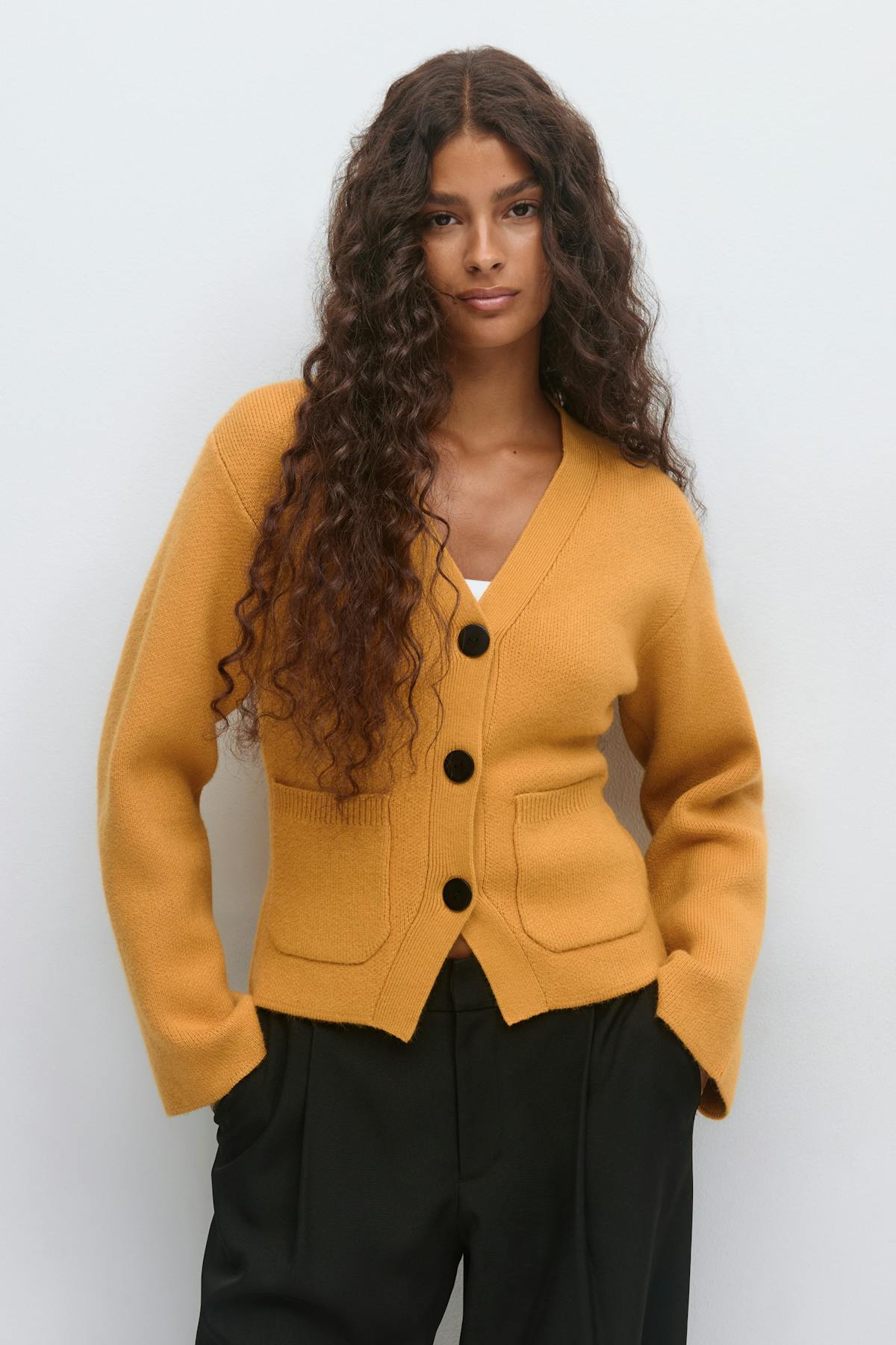 Shaped knitted cardigan - Grey melange