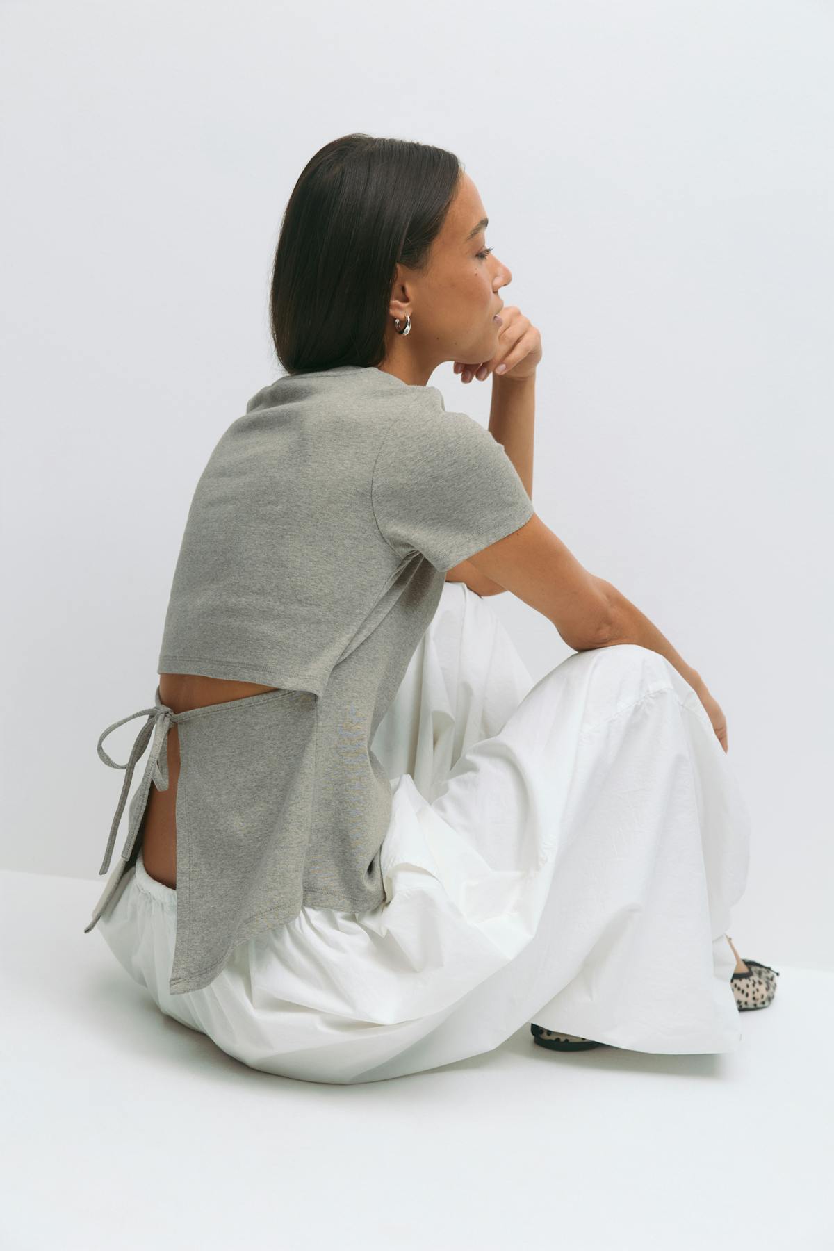 Tie back tee - Heather
