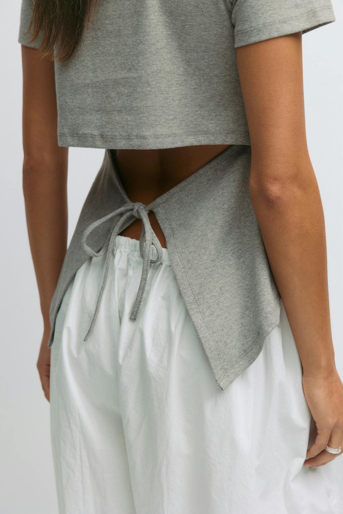 Tie back tee - Heather