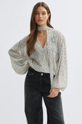 Scarf blouse - Black/white dot