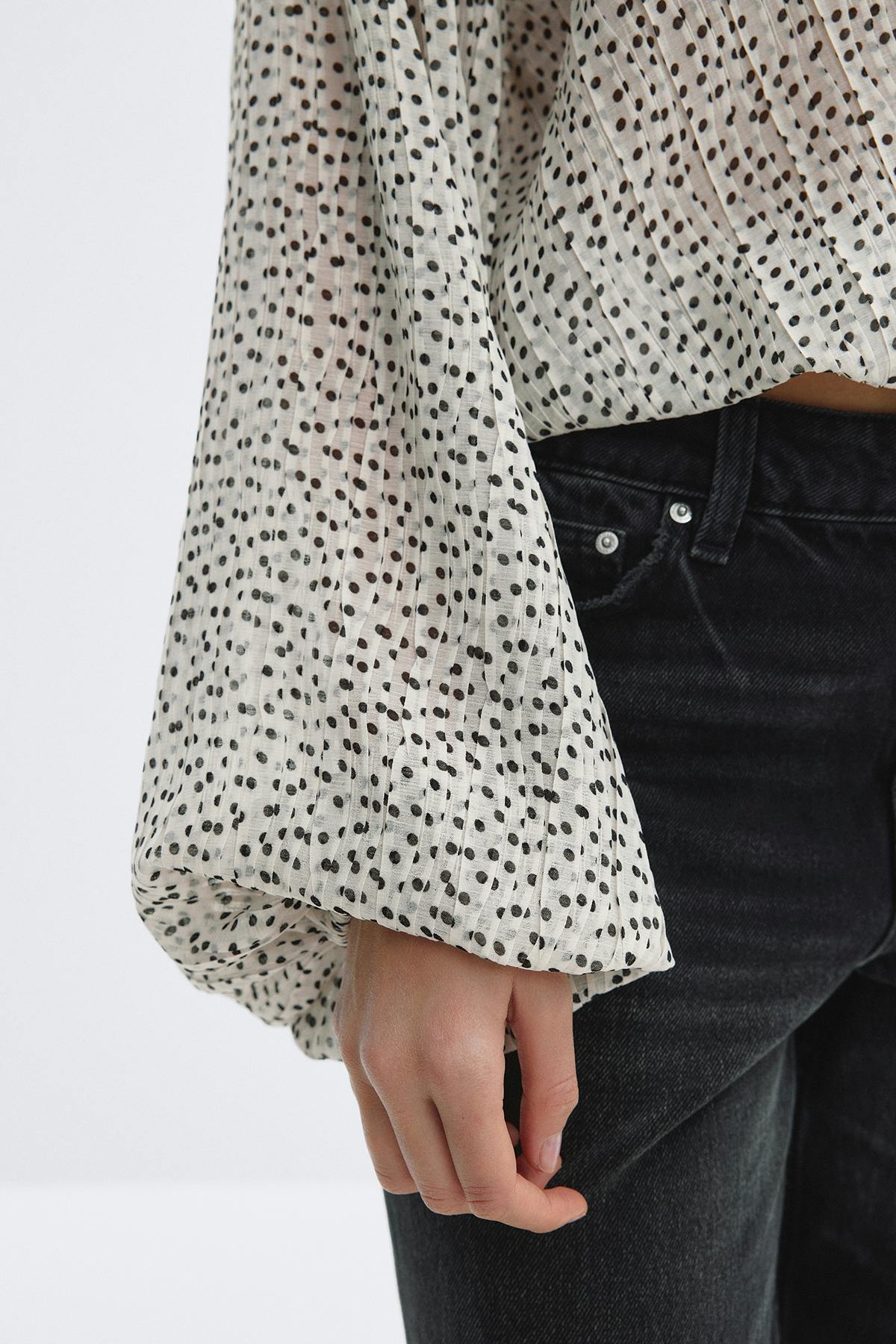 Scarf blouse - Creme/dot