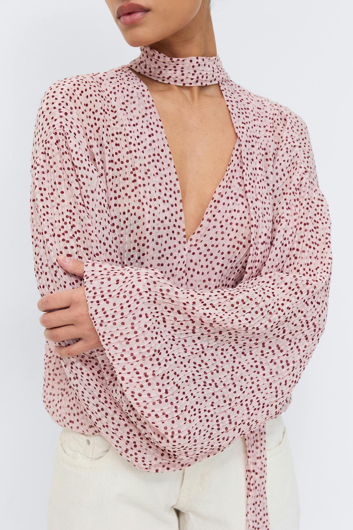 Scarf blouse - Creme/dot