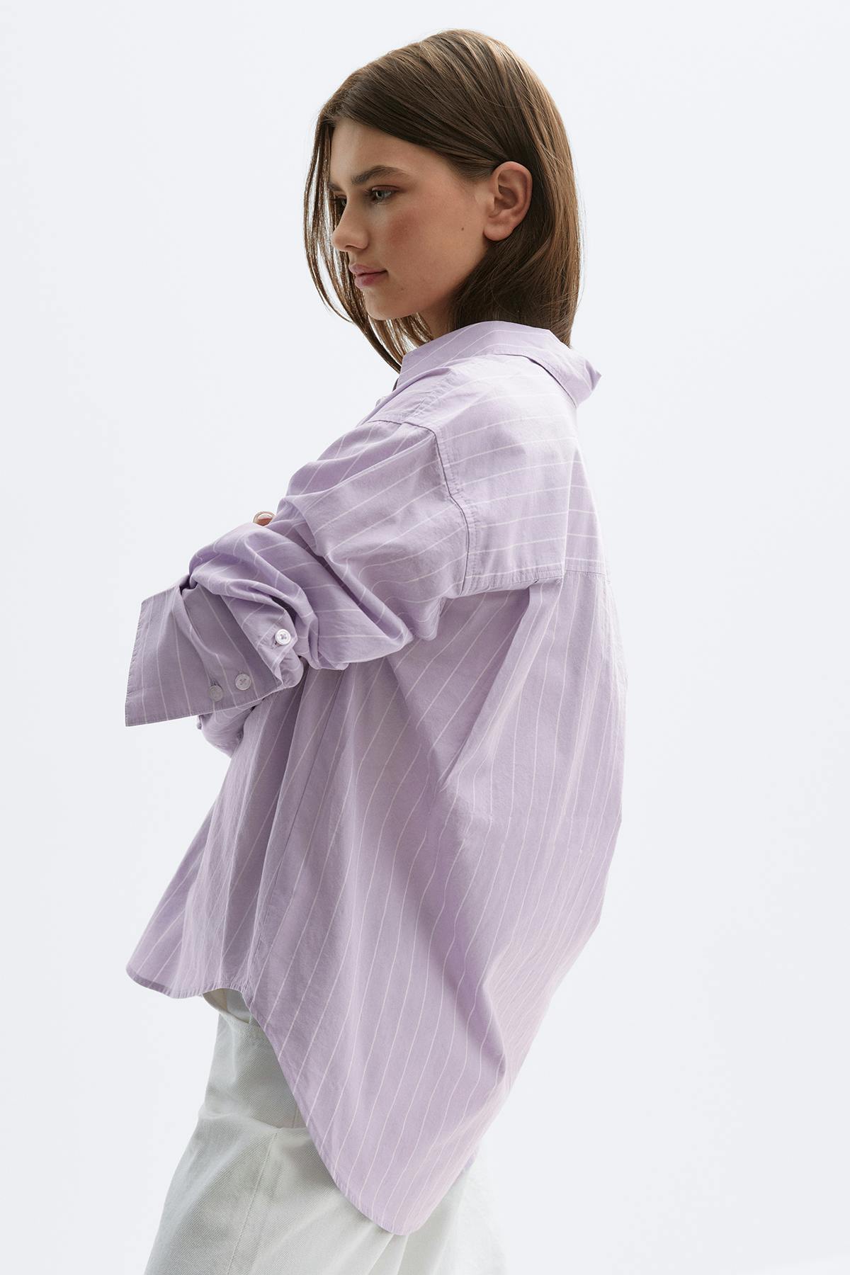 Poplin shirt - Brown/stripe