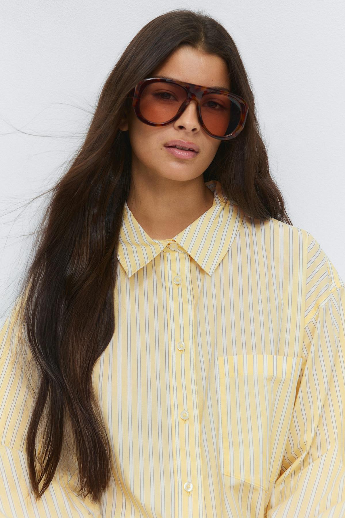 Poplin shirt - Brown/stripe