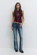 14+ sequin open back top - Rouge foncé