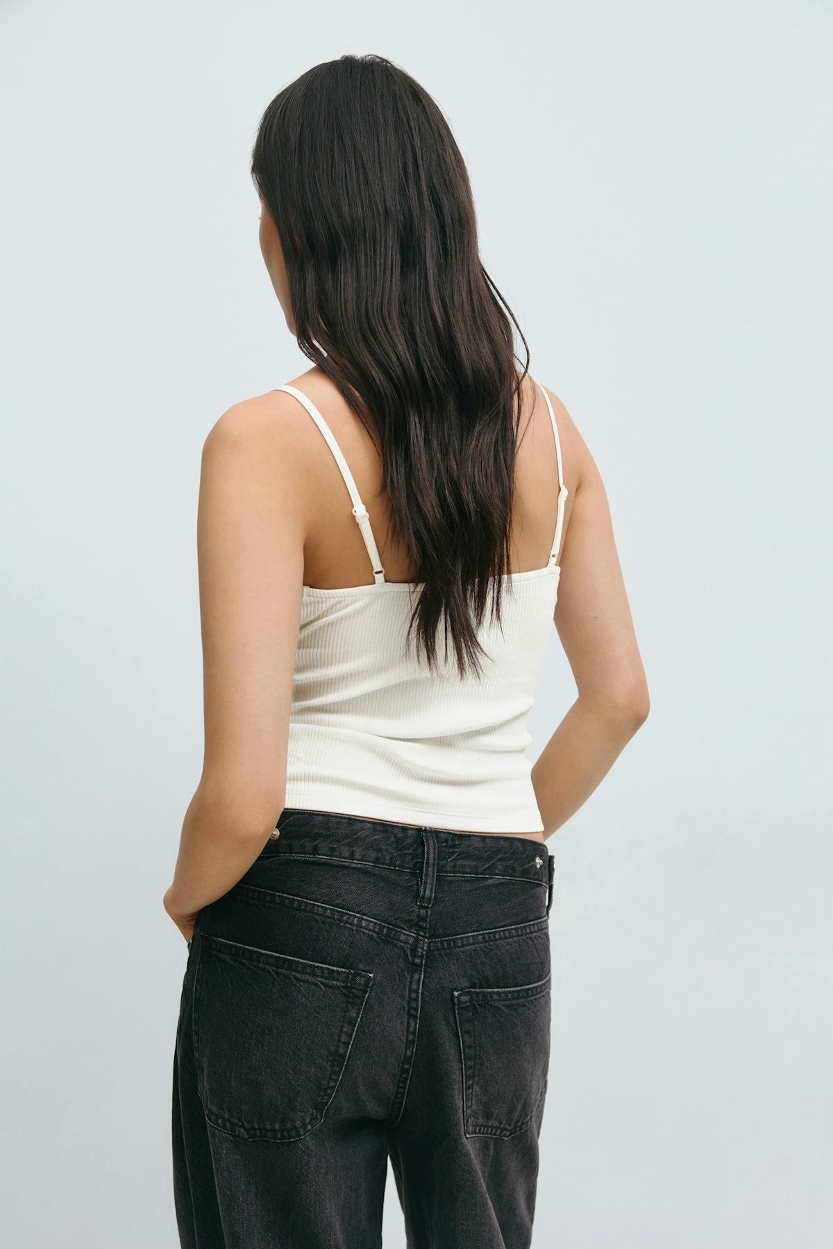 Lace detail singlet - Noir