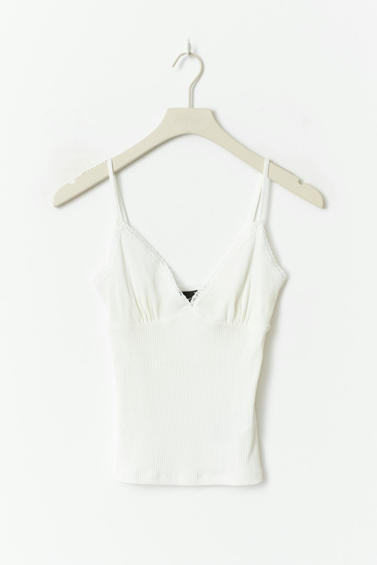 Lace detail singlet - Noir