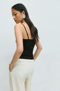 Lace detail singlet - Noir