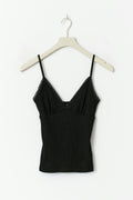Lace detail singlet - Noir