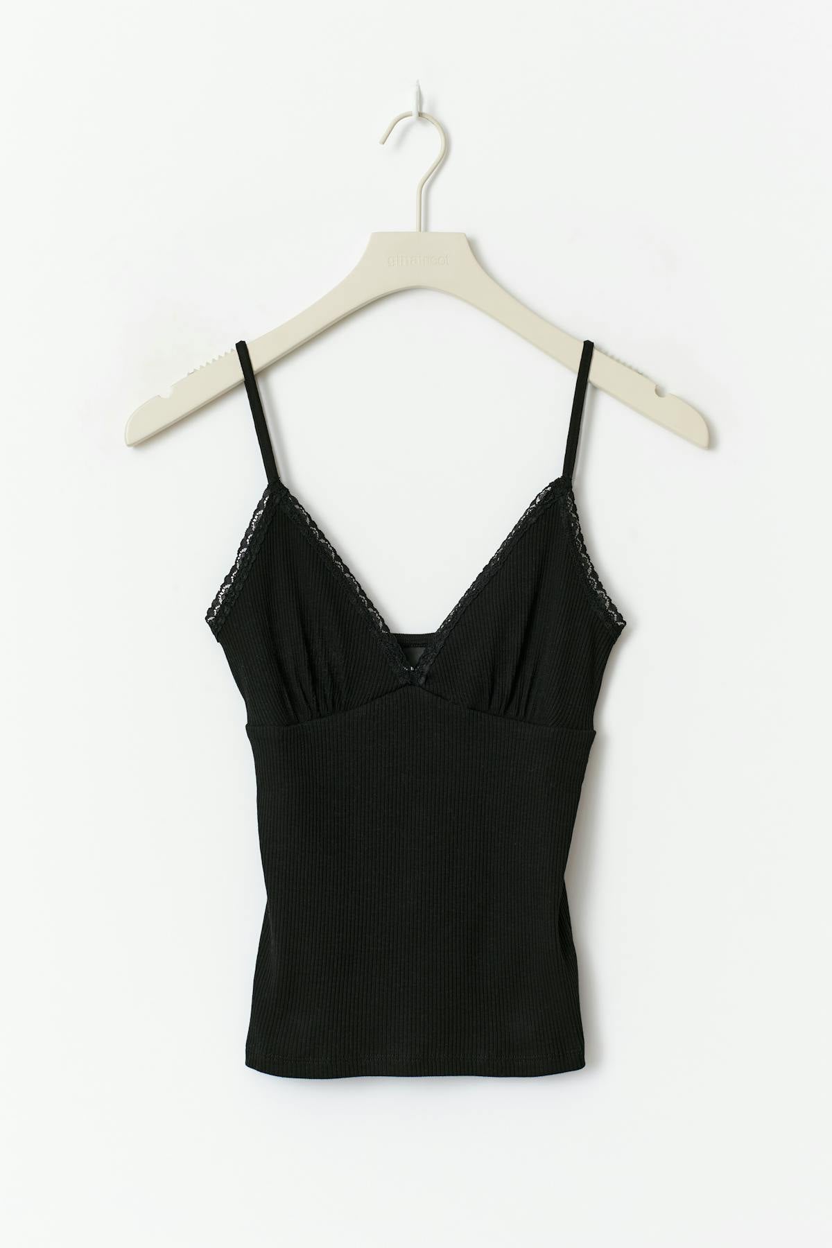 Lace detail singlet - Noir