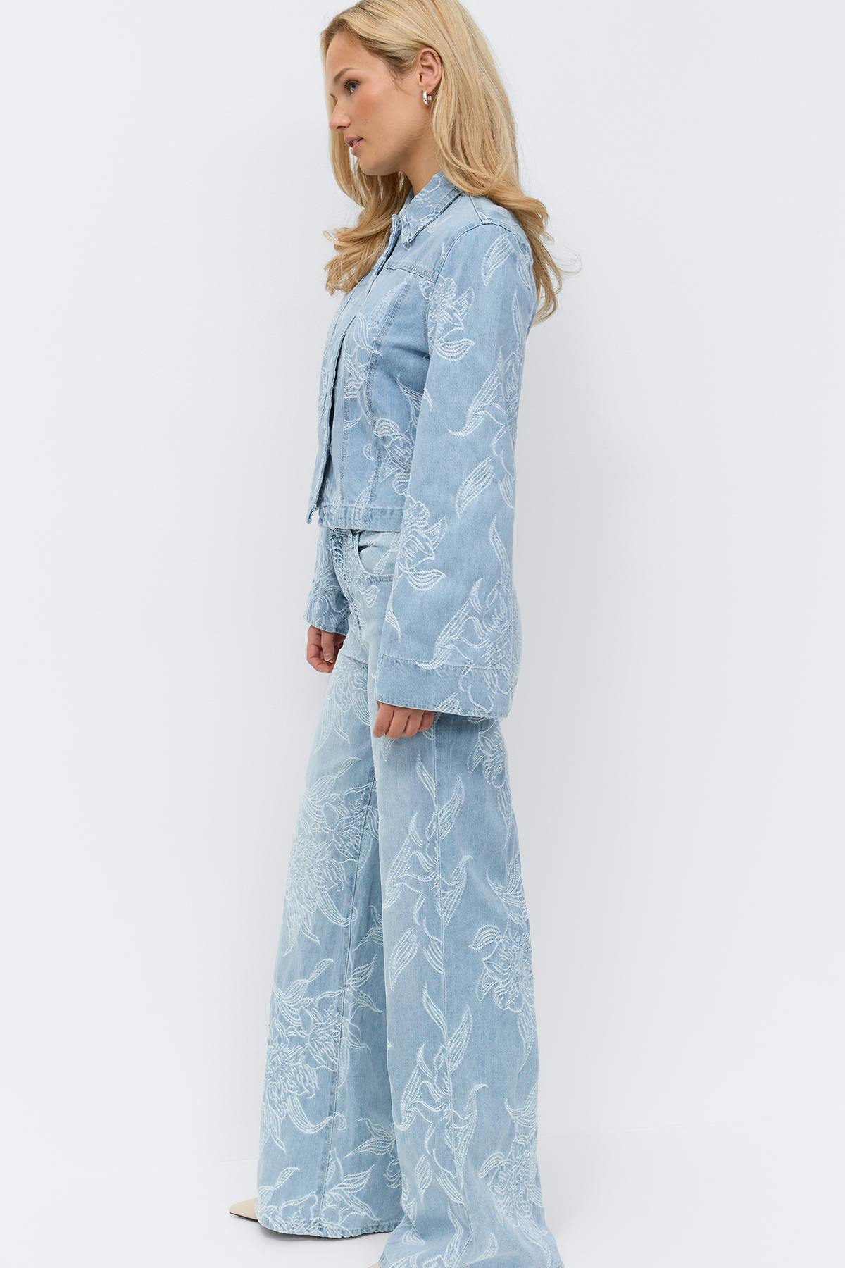 Embroidery jeans - Mid blue