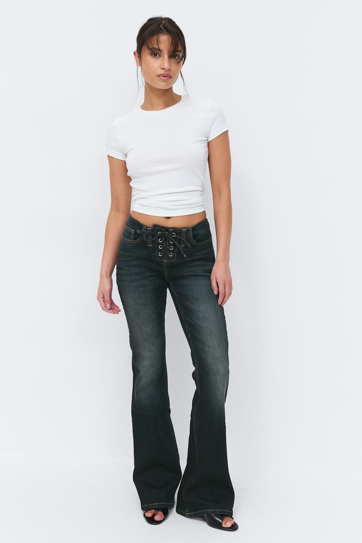 No waist bootcut jeans - Bleu foncé