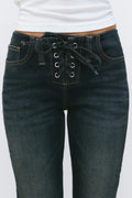 No waist bootcut jeans - Bleu foncé