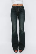 No waist bootcut jeans - Bleu foncé