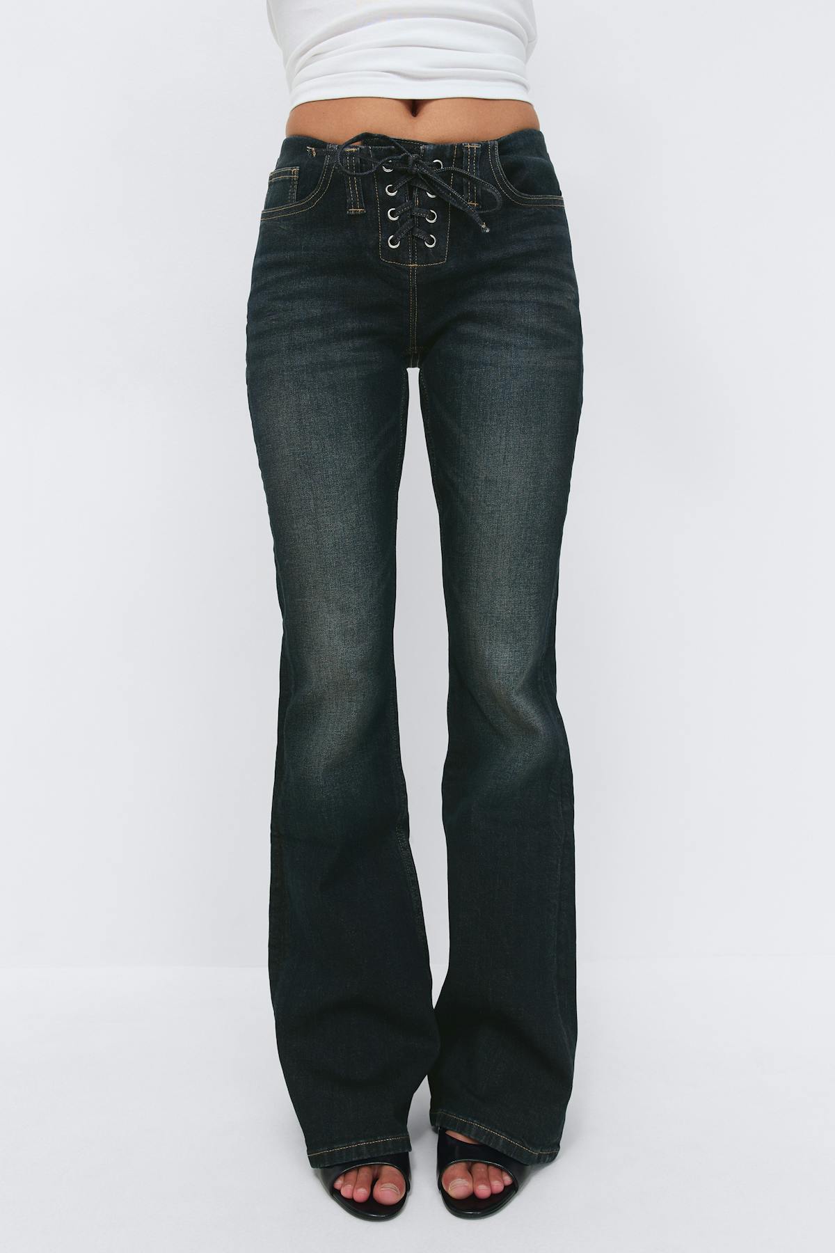 No waist bootcut jeans - Bleu foncé