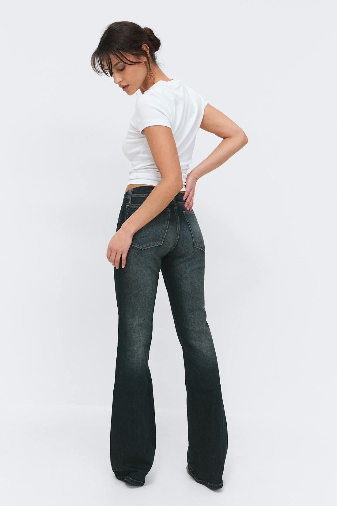 No waist bootcut jeans - Bleu foncé