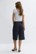 Tailored long denim shorts - Rinse