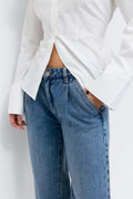 Pleated slouchy jeans - Mid blue