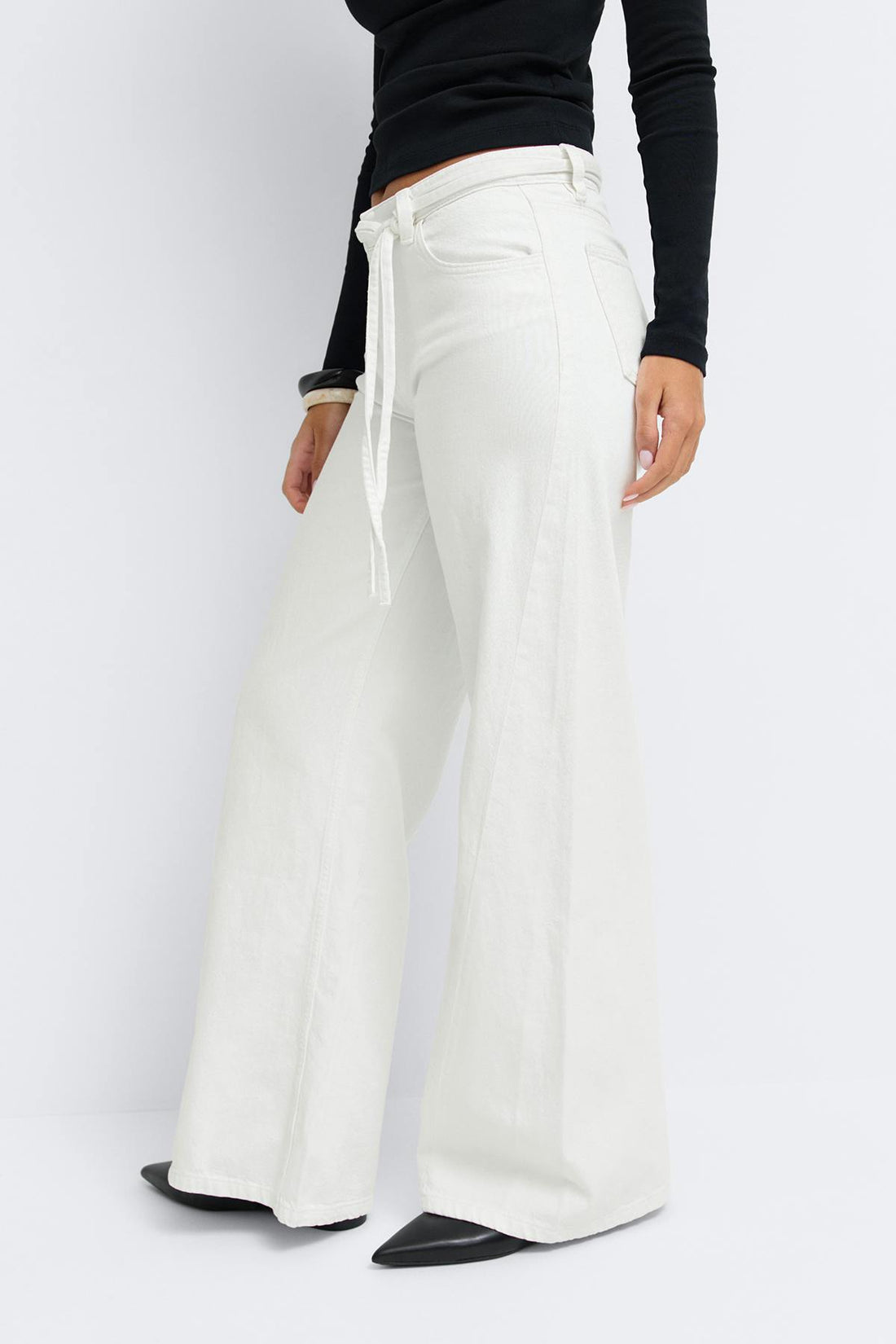 Twisted wide jeans - Blanc cassé