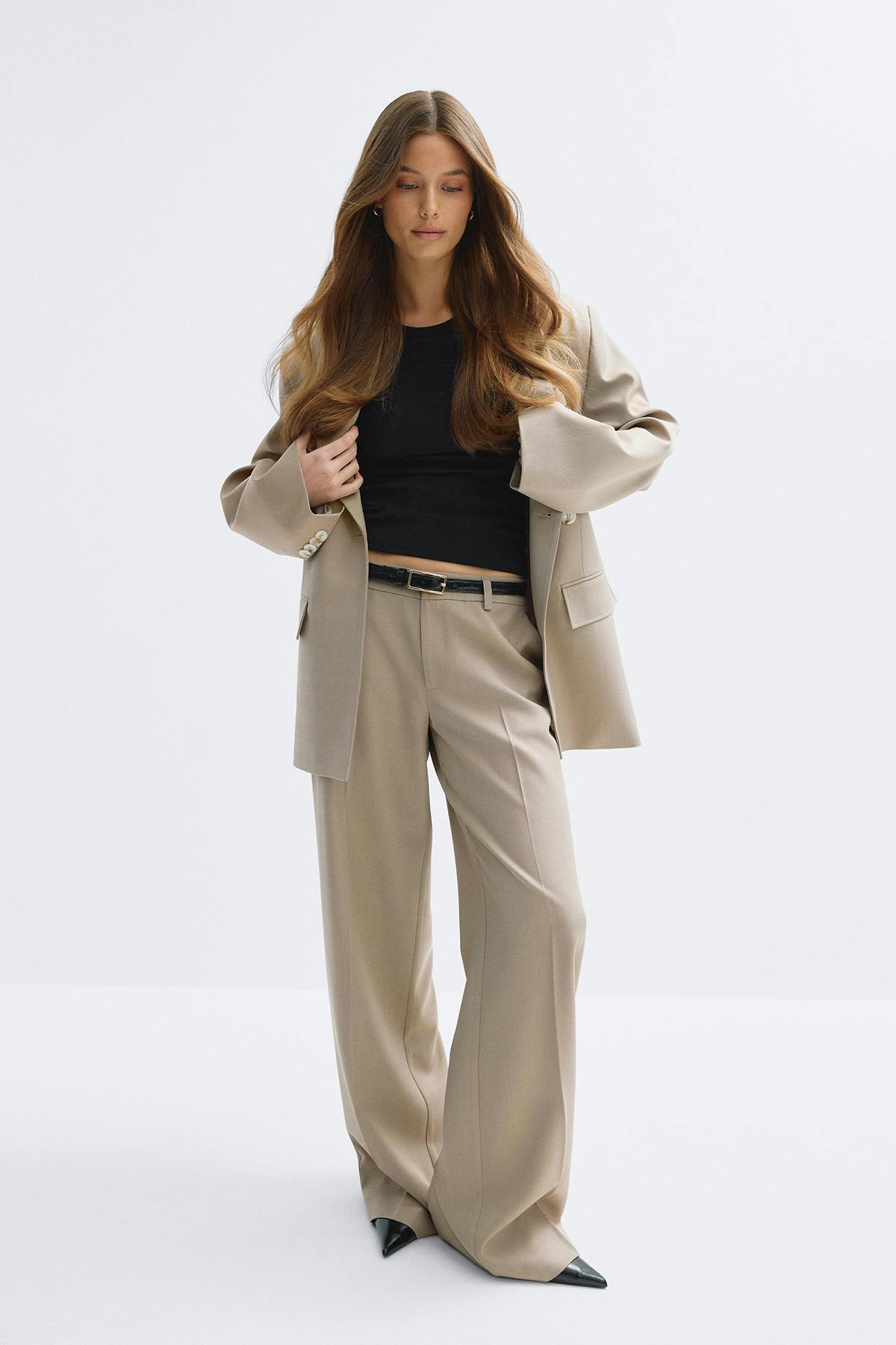 Low waist trousers - Lt grey melange